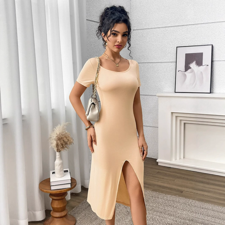 Tummy-Control Seamless Shapewear Dress (F388): front fit showing silhouette, control panels and waistband