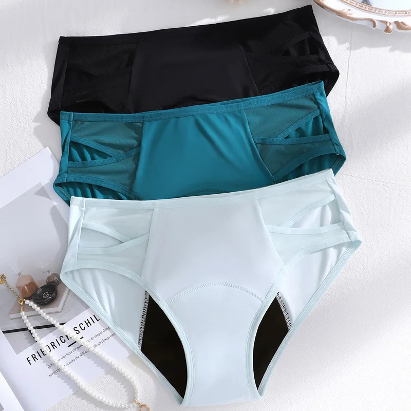 Lace Bikini Period Brief front — reusable period panty coverage and gusset placement