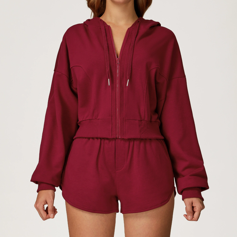 Zip-Up Plus-Size Activewear Set: front fit showing silhouette, waistband and activewear coverage
