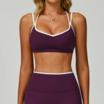 Plus-Size Sports Bra: front fit showing silhouette, waistband and activewear coverage