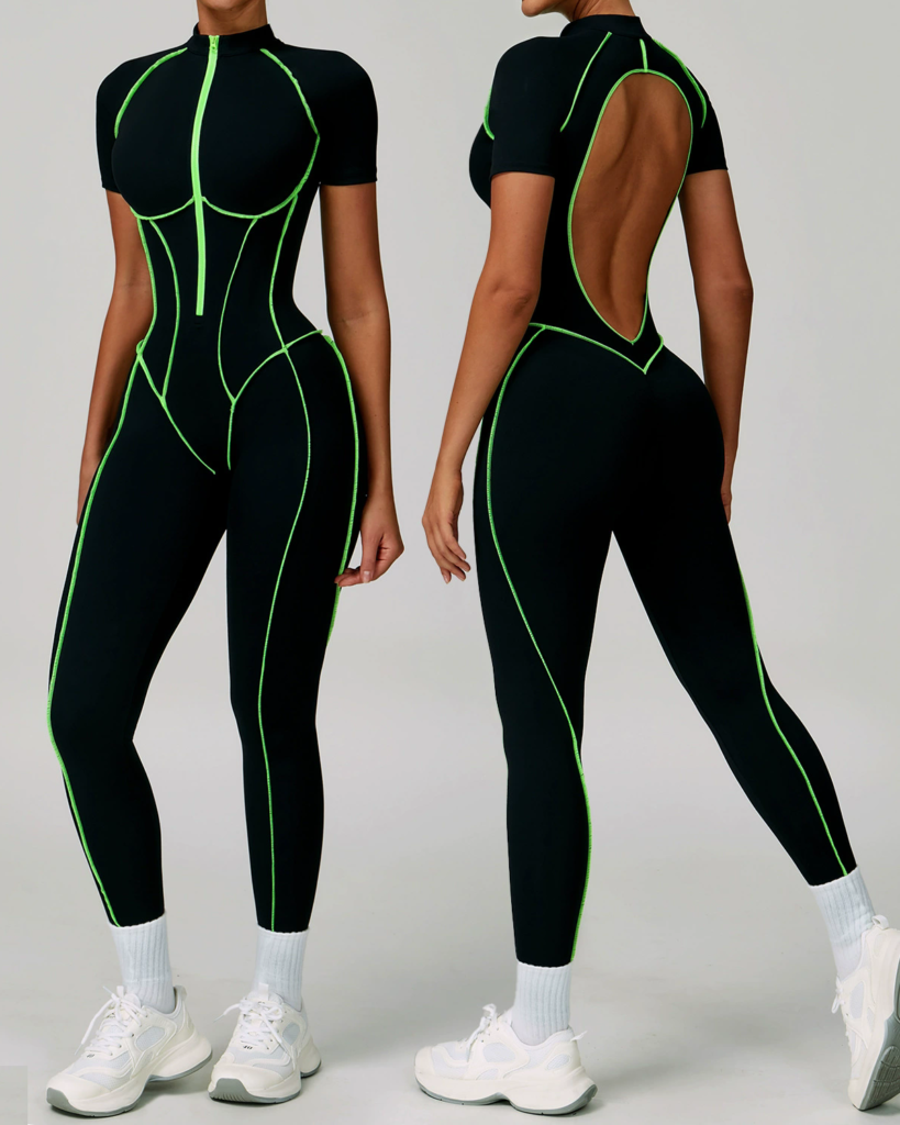 Zip-Up Activewear Jumpsuit (9322): front fit showing silhouette, waistband and activewear coverage
