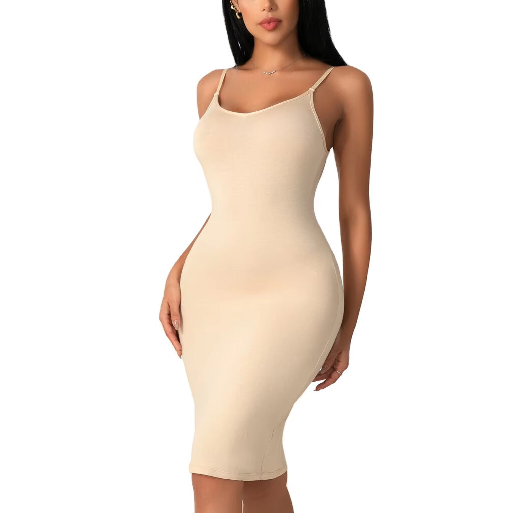 Tummy-Control Seamless Shapewear Dress (LJ-53): front fit showing silhouette, control panels and waistband
