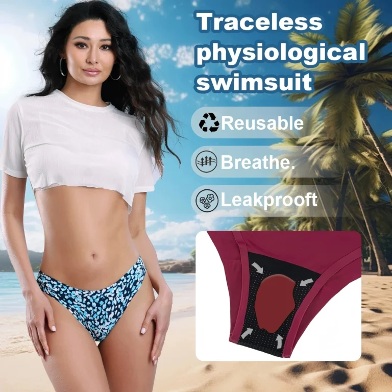 Teen Period Swim Bikini Brief front — reusable period panty coverage and gusset placement