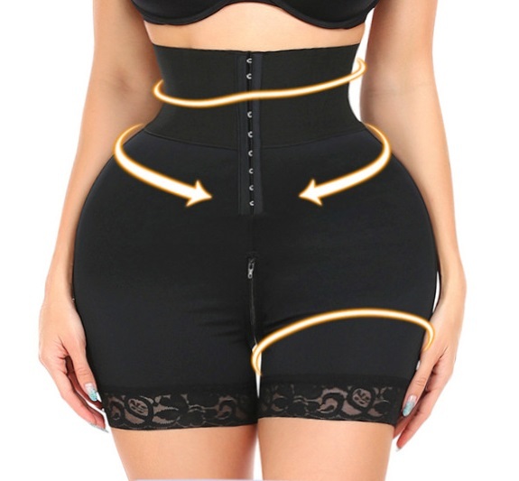 Zipper-Front Tummy-Control Shapewear Bodysuit (A568): front fit showing silhouette, control panels and waistband