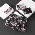 4-Colour Print Mid-Rise Boxer Brief: flat-lay showing four print colourways for the boxer brief