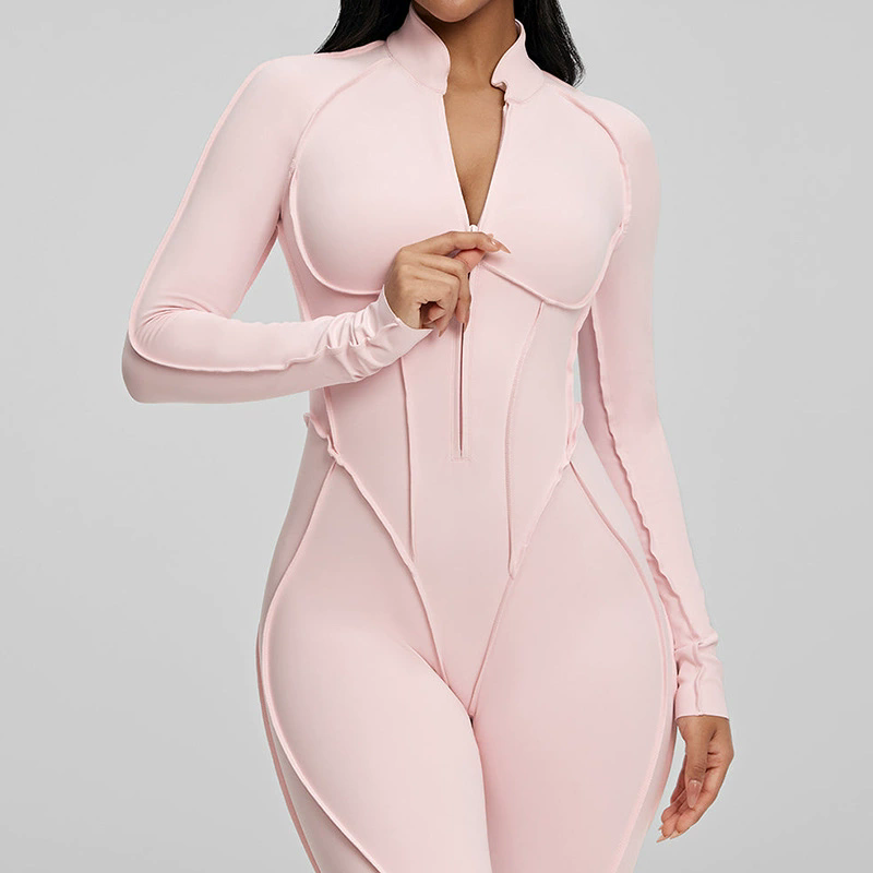 Zip-Up Activewear Jumpsuit: front fit showing silhouette, waistband and activewear coverage