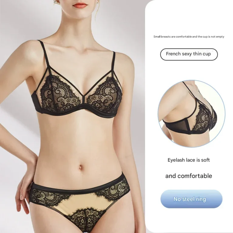 Eyelash Lace Triangle-Cup Set (0608) — lace pattern and trim detail