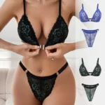 Embroidered lace front-buckle lingerie set V0012 reference photo