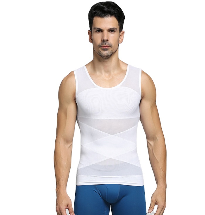 Men's Tummy-Control Seamless Shaping Vest (LJ-LI-028): front fit showing silhouette, control panels and waistband