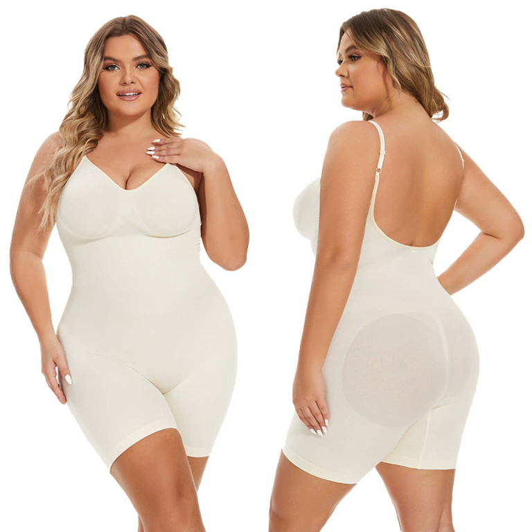 Backless Tummy-Control Shapewear Bodysuit (699341): front fit showing silhouette, control panels and waistband