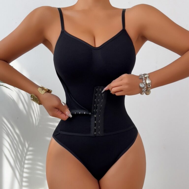 Adjustable-Strap Tummy-Control Waist Trainer: front fit showing silhouette, control panels and waistband
