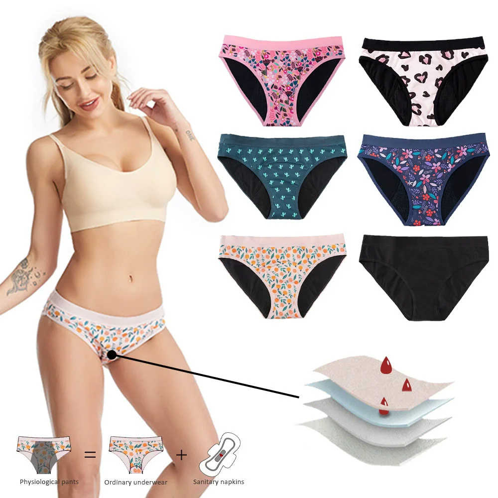 Teen Floral Print Period Brief front — reusable period panty coverage and gusset placement