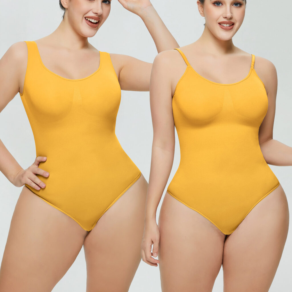 Seamless Plus-Size Tummy-Control Thong: front fit showing silhouette, control panels and waistband