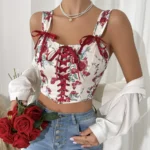 Floral print crisscross corset shapewear Y08152 reference photo
