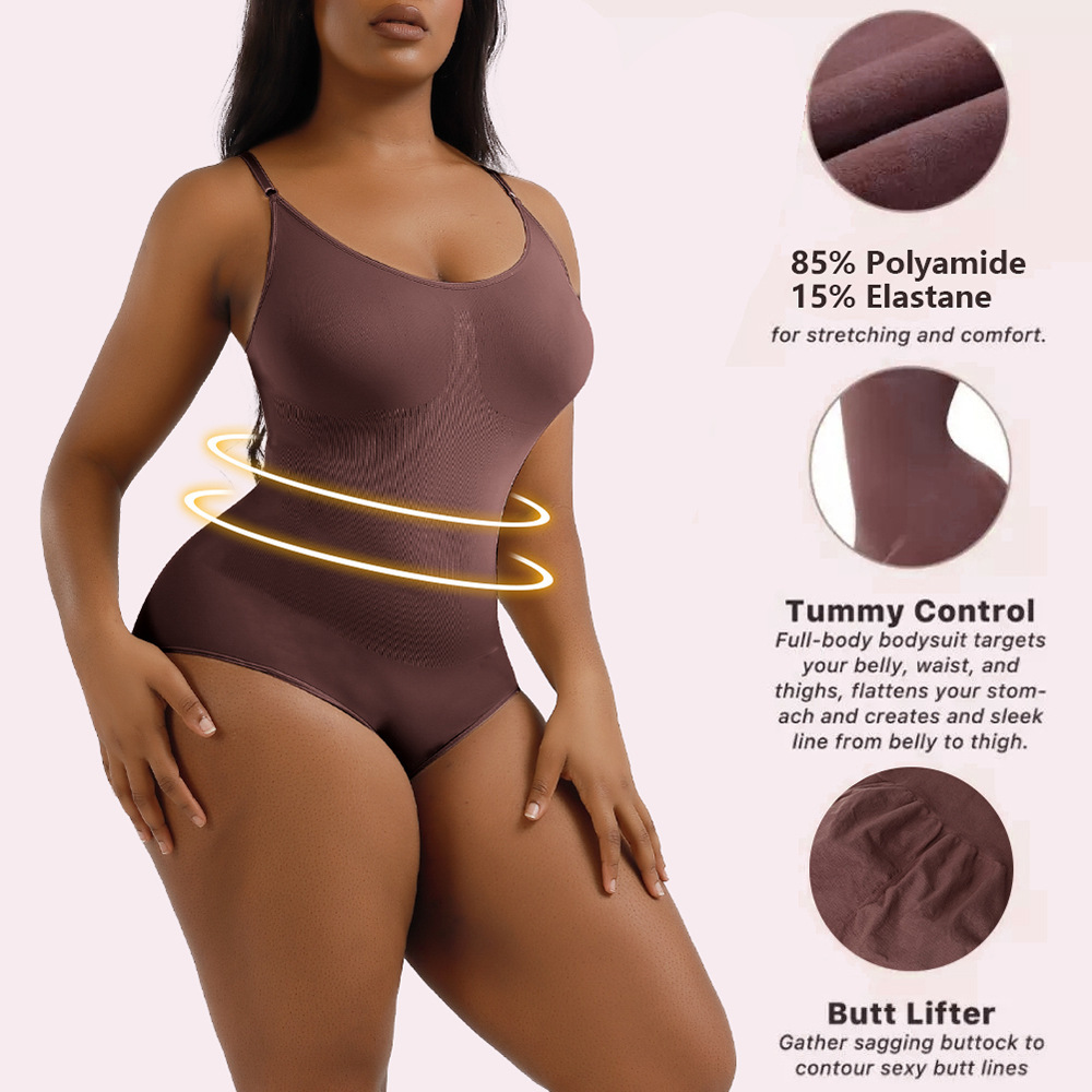 Seamless Plus-Size Tummy-Control Thong: front fit showing silhouette, control panels and waistband