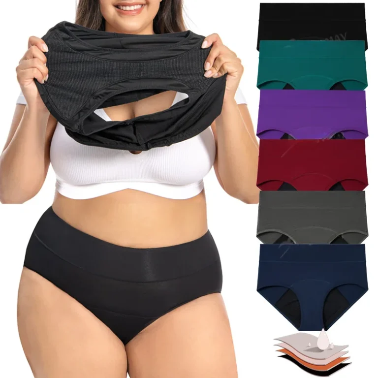 Plus-Size Gusset-Panel 4-Layer Period Brief — four-layer absorbent core and reusable period underwear coverage