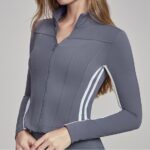 Zip-Up Tummy-Control Activewear Jacket (124106): front fit showing silhouette, waistband and activewear coverage