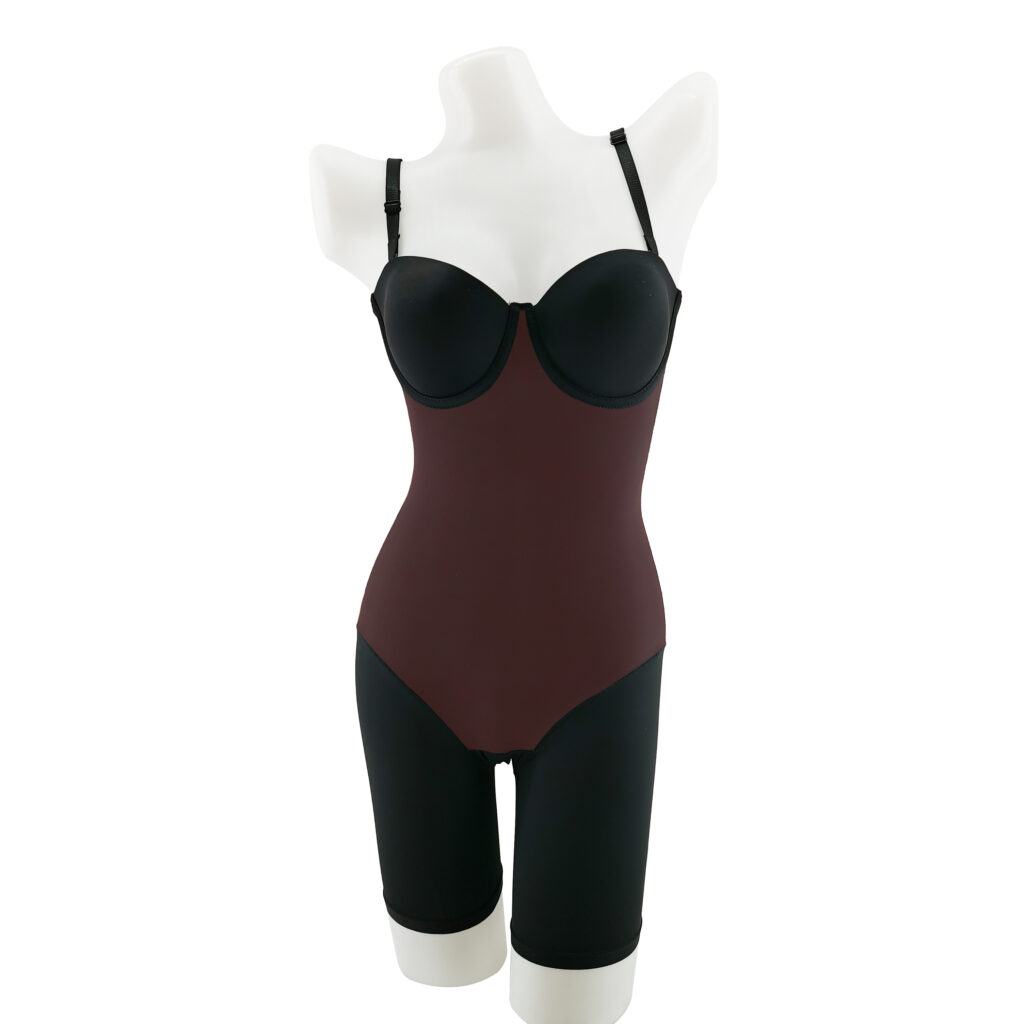 Built-in Bra Detachable-Strap Shapewear Bodysuit (2111-1): front fit showing silhouette, control panels and waistband