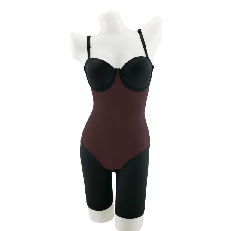 Built-in Bra Detachable-Strap Shapewear Bodysuit (2111-1): front fit showing silhouette, control panels and waistband