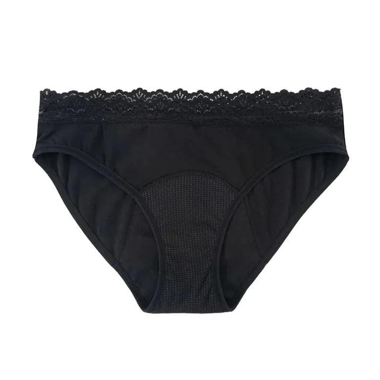 Lace Cotton Period Brief front — reusable period panty coverage and gusset placement