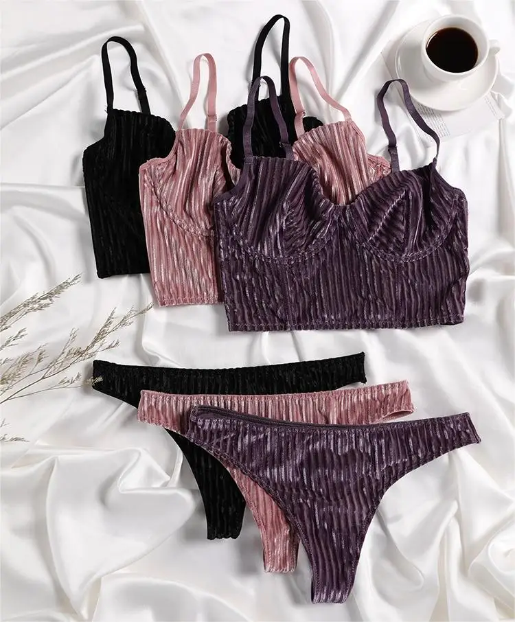 Ribbed velvet T-shirt bra set B1688-65 reference photo