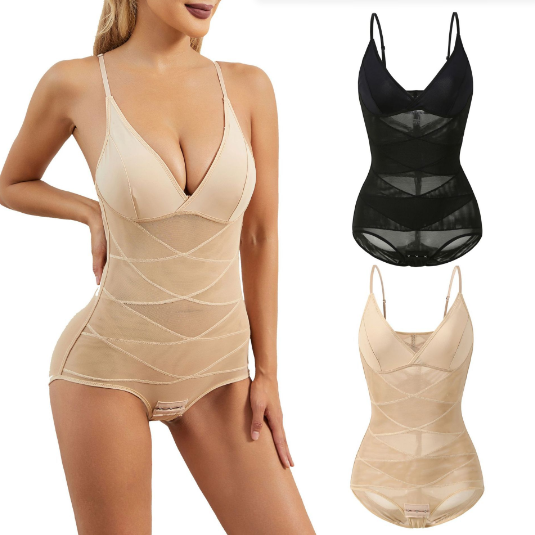 Adjustable-Strap Tummy-Control Thong (180): front fit showing silhouette, control panels and waistband